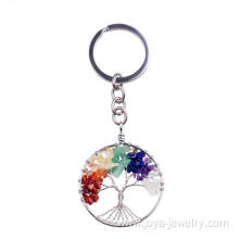 7 Chakra Stone Tree of Life Keychain